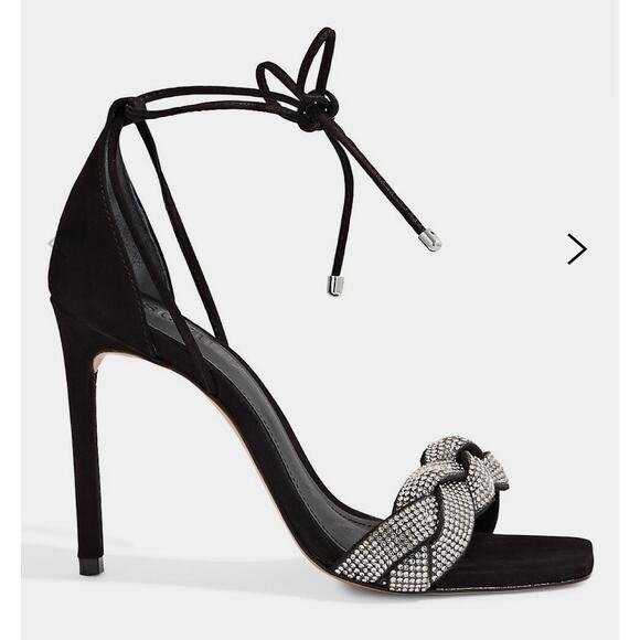 COPY - Schutz Stiletto Heels Braided Rhinestone Open Toe Strappy Glam Elegant S… - Picture 2 of 16